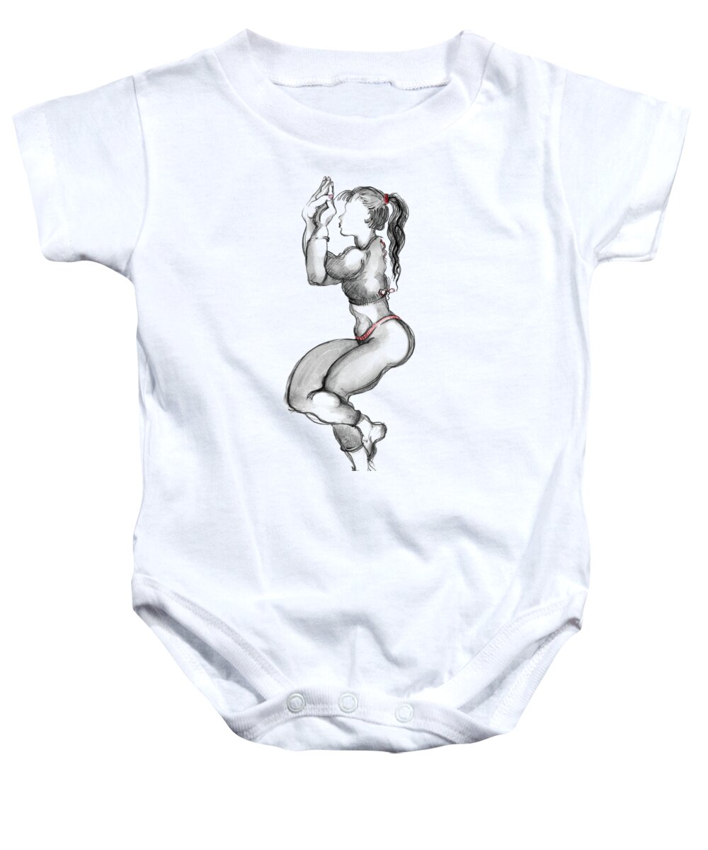 Yoga Baby Onesie featuring the mixed media The Eagle - Yoga Pose by Carolyn Weltman