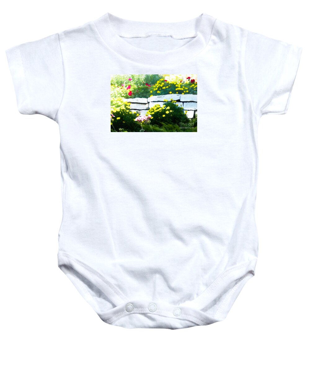 Botanical Baby Onesie featuring the digital art The Garden Wall by David Blank