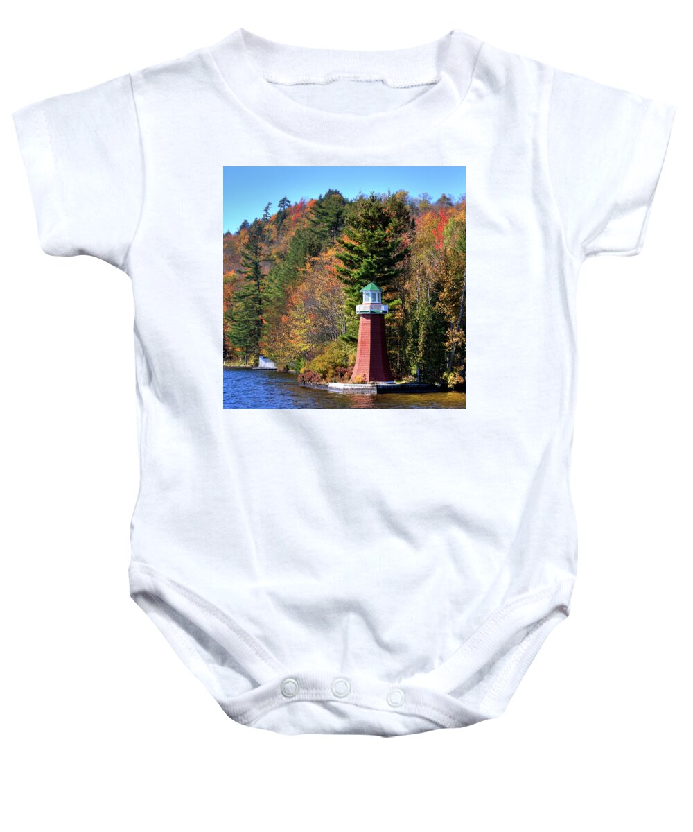 The Lighthouse On 4th Lake Baby Onesie featuring the photograph The Lighthouse on 4th Lake by David Patterson