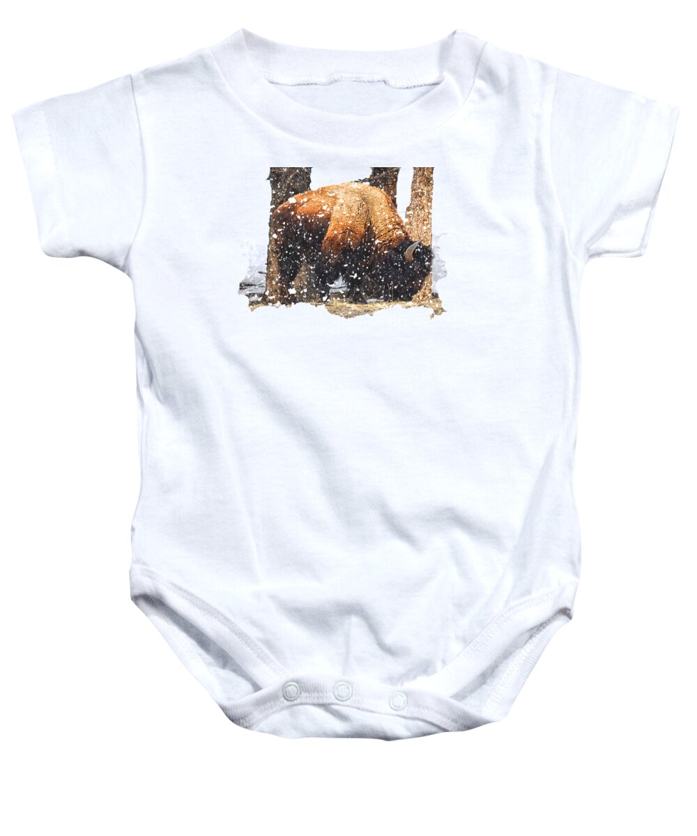 Yellowstone Baby Onesie featuring the photograph The Majestic Bison by Image Takers Photography LLC - Carol Haddon