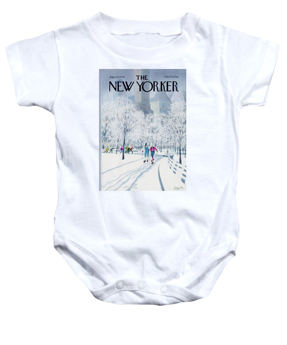 Sports Baby Onesie featuring the painting New Yorker January 29th, 1979 by Charles Saxon