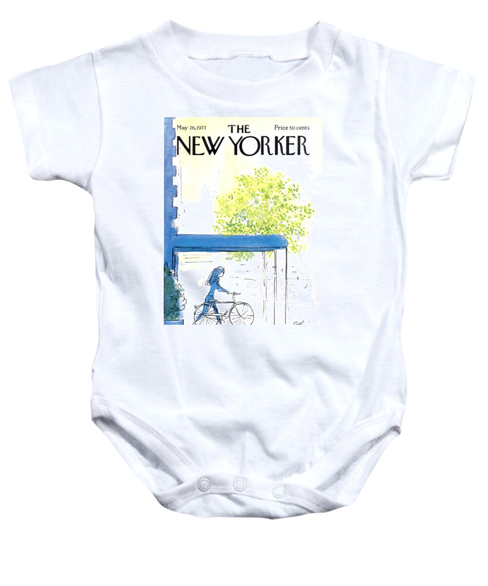 Bicycle Baby Onesie featuring the painting The New Yorker Cover - May 26th, 1973 by Arthur Getz