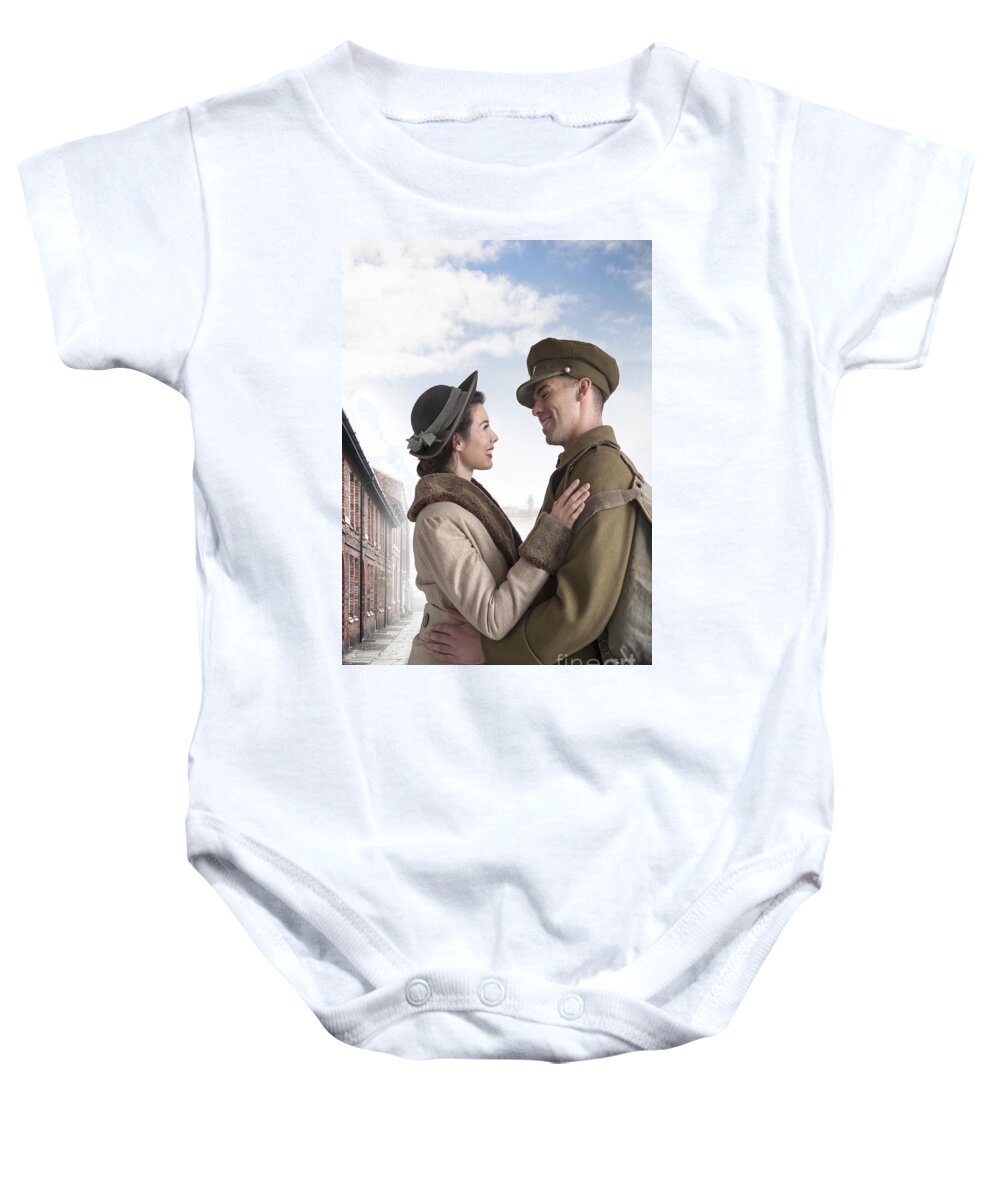 Couple Baby Onesie featuring the photograph The Returning Hero by Lee Avison