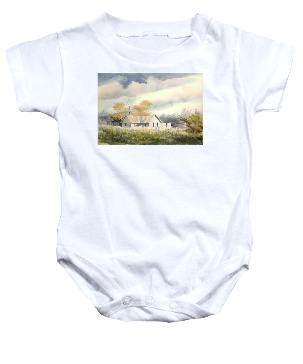 Farm Baby Onesie featuring the painting The Thompson Place by Sam Sidders