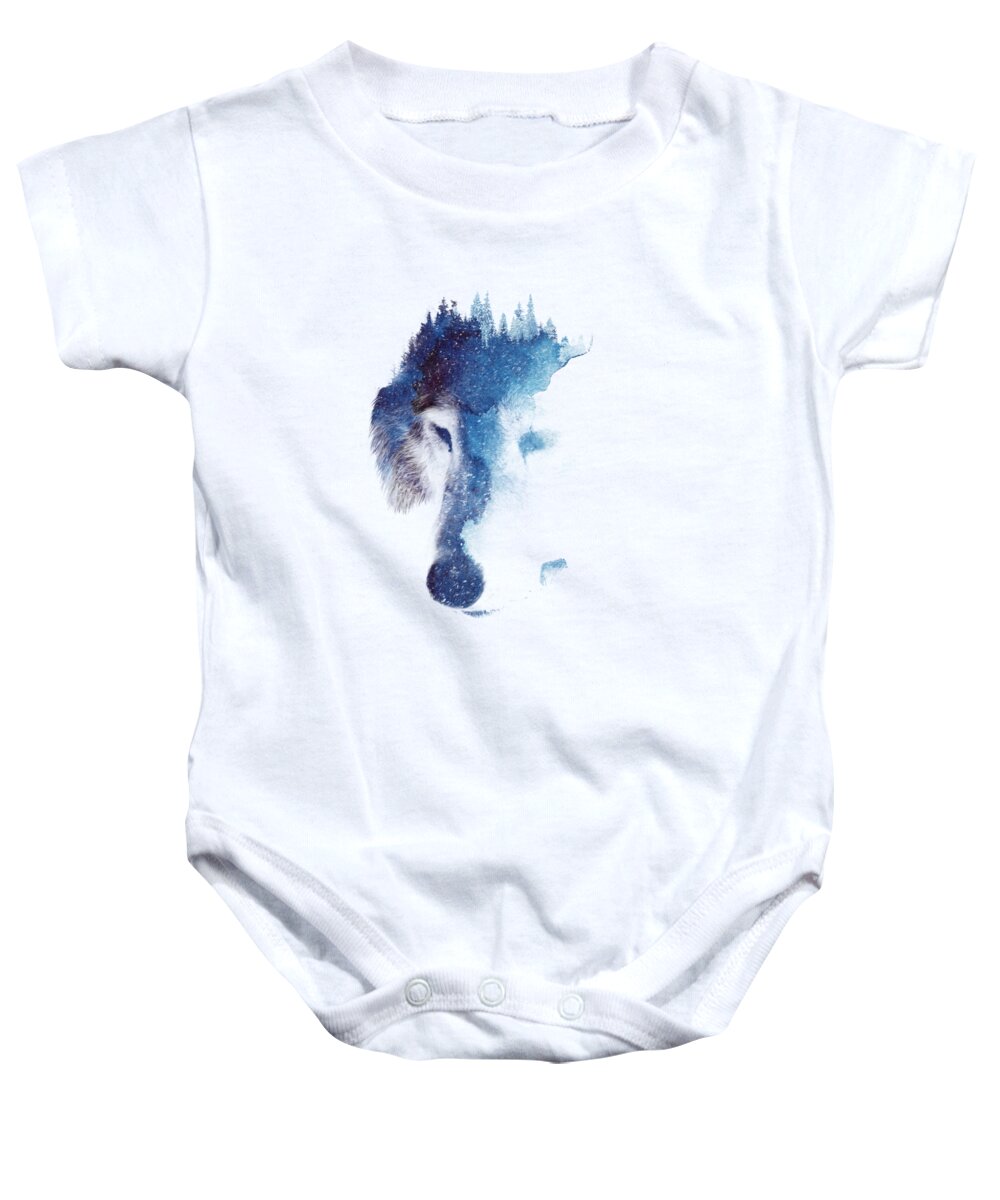 Wolf Baby Onesie featuring the mixed media Through many storms by Robert Farkas