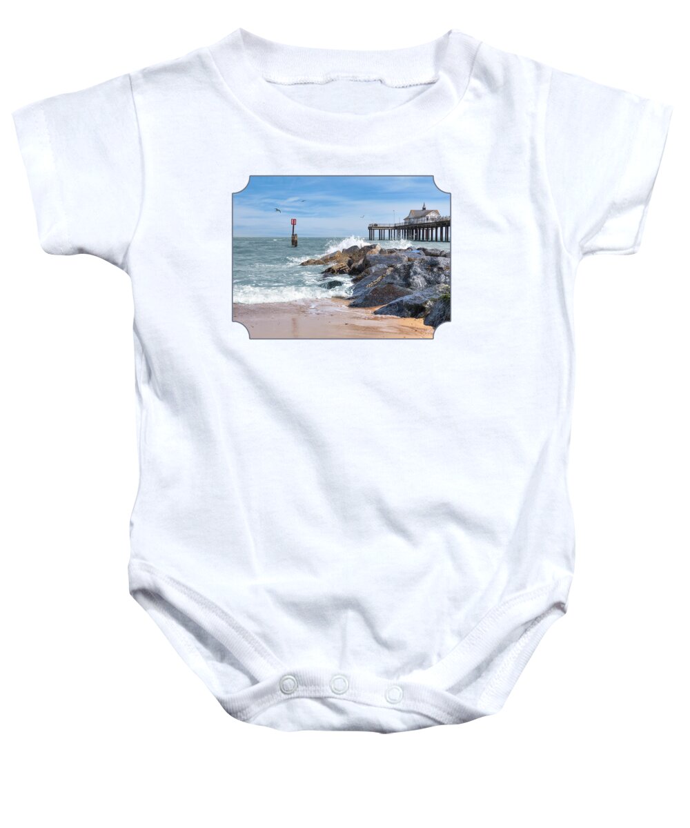 Beach Baby Onesie featuring the photograph Tide's Turning - Southwold Pier by Gill Billington