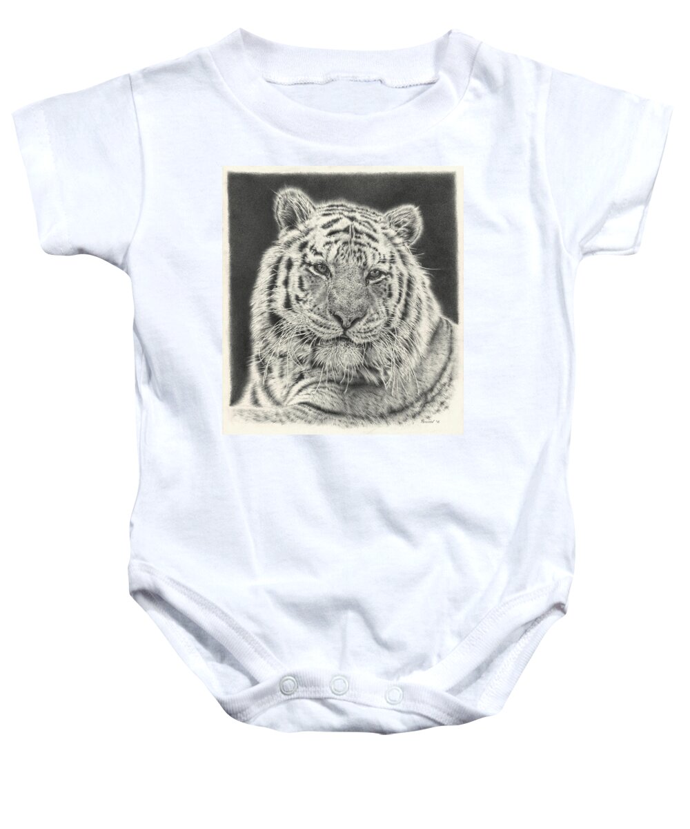 Tiger Baby Onesie featuring the drawing Tiger Drawing by Casey 'Remrov' Vormer