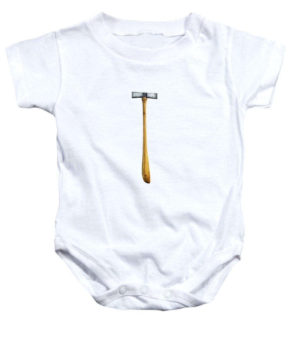 Art Baby Onesie featuring the photograph Tools On Wood 19 on BW by YoPedro