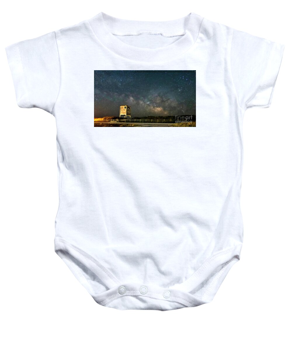 Topsail Island Baby Onesie featuring the photograph Tower 6 Milky Way by DJA Images