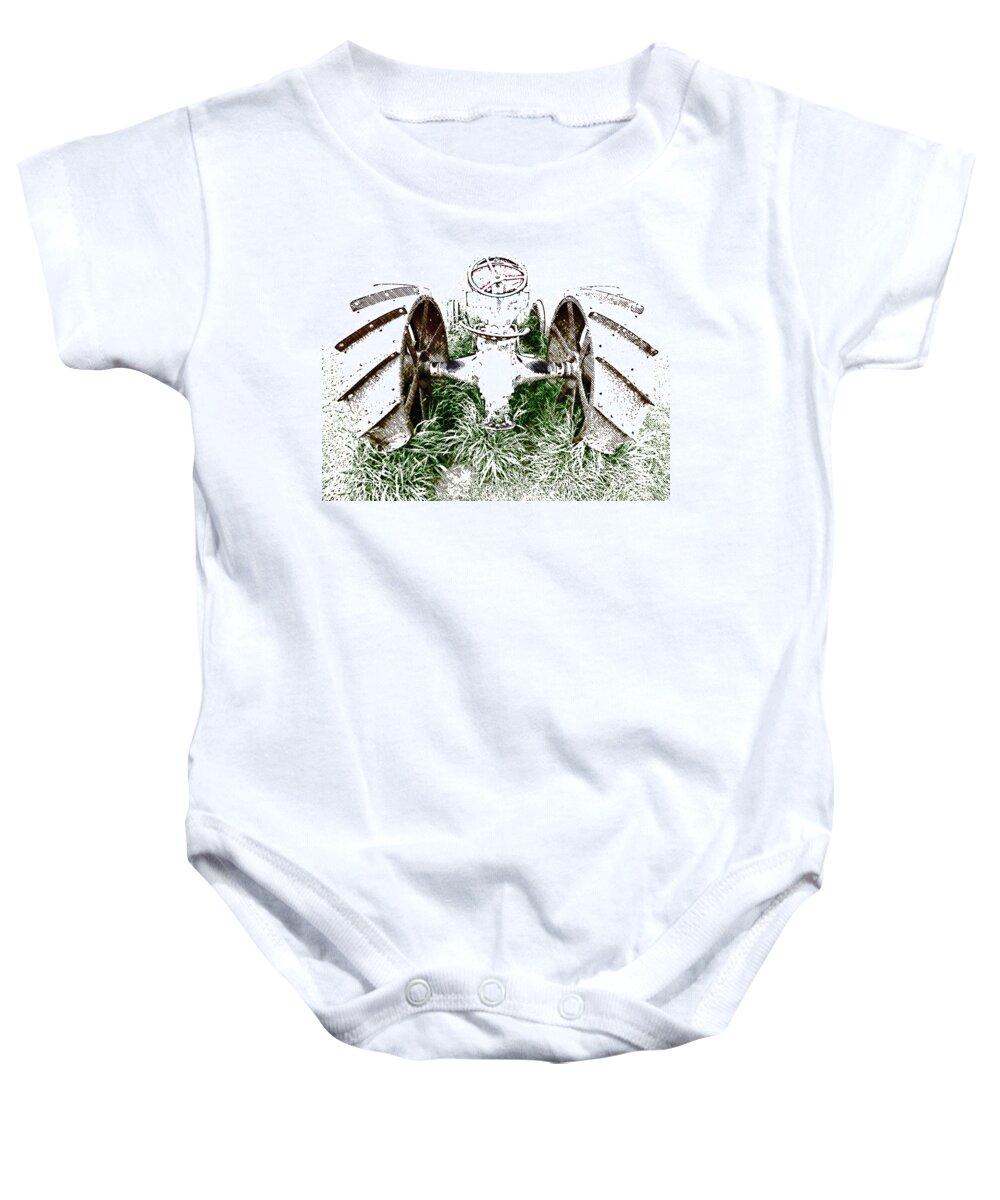 Art Baby Onesie featuring the photograph Tractor Tracks by Steve Taylor