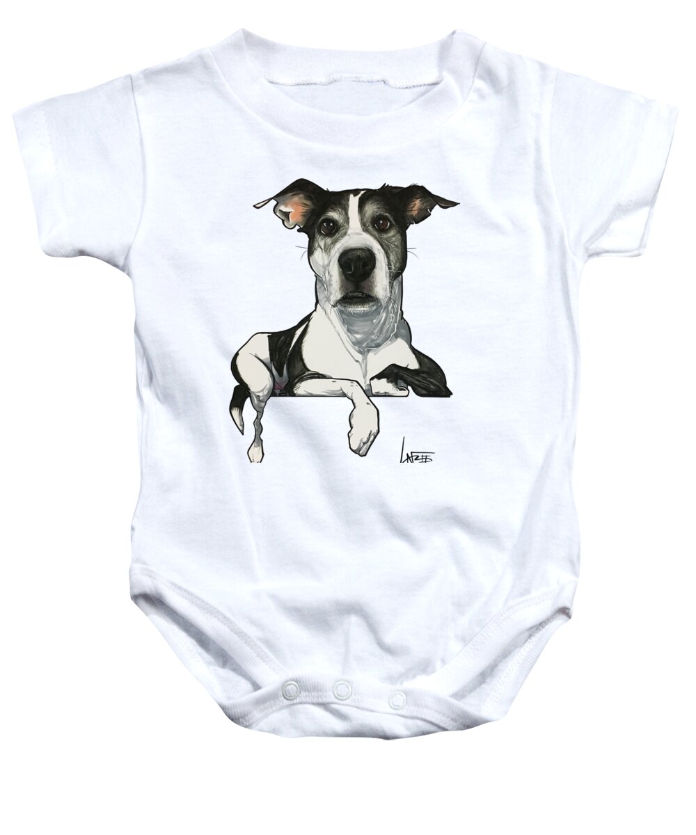 Pet Portrait Baby Onesie featuring the drawing Trafton 3369 by Canine Caricatures By John LaFree