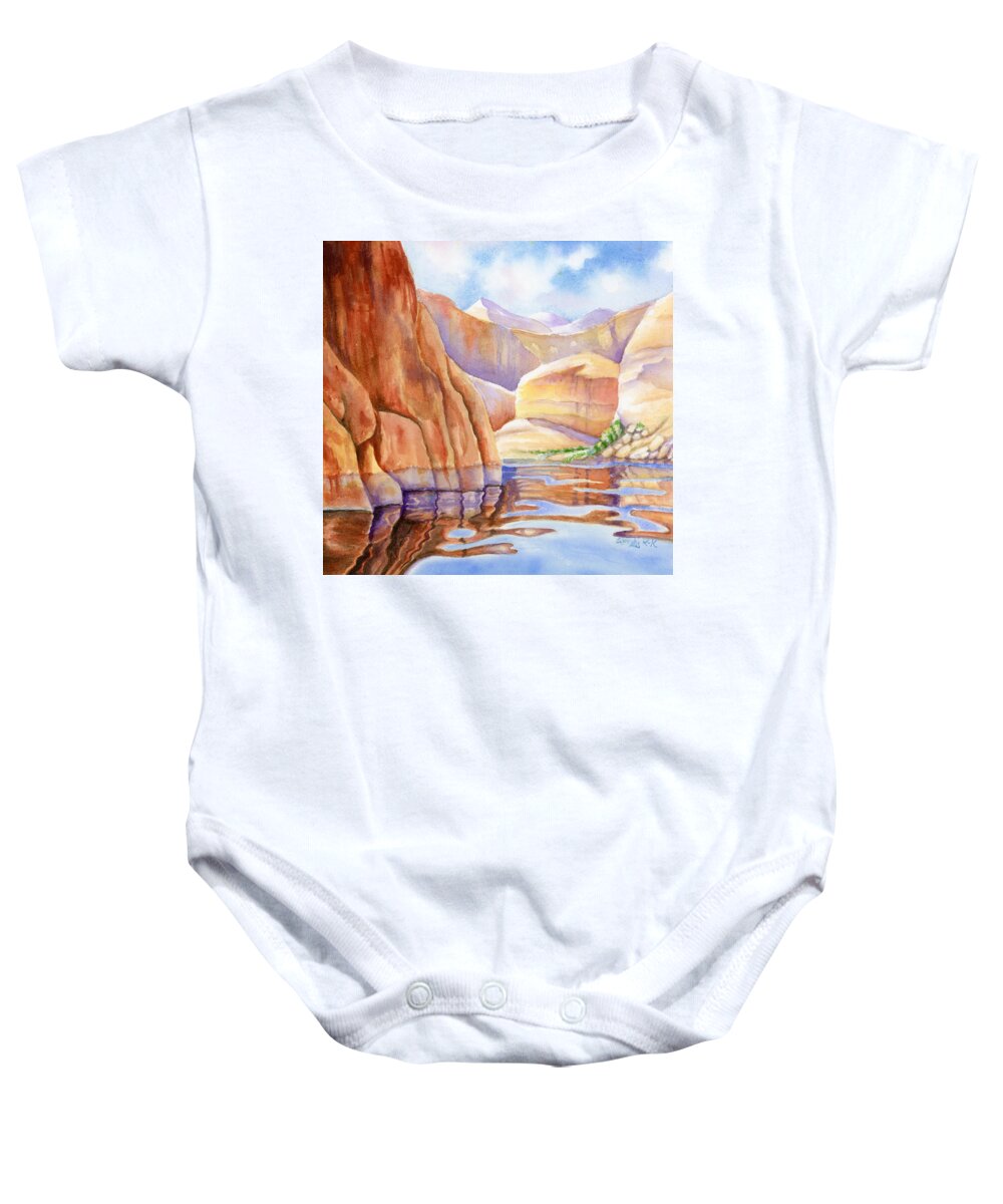 Water Baby Onesie featuring the painting Tranquil Waters by Wendy Keeney-Kennicutt