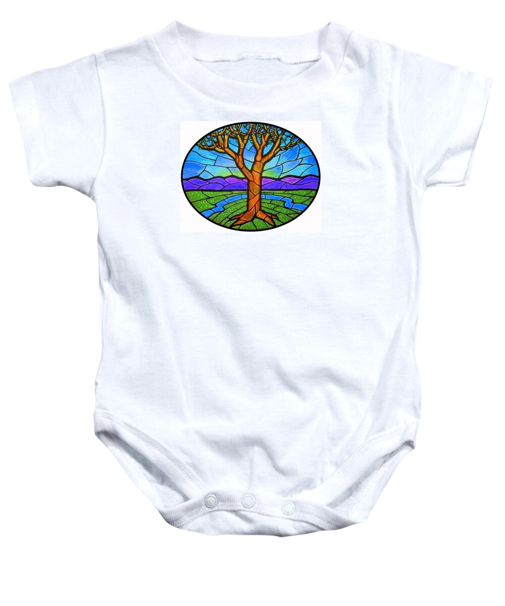 Tree Baby Onesie featuring the painting Tree of Grace - Spring by Jim Harris