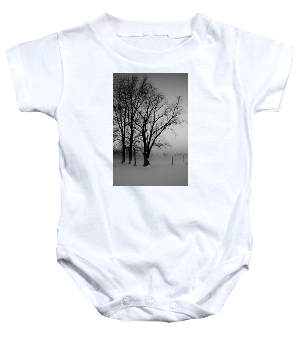 Fog Baby Onesie featuring the photograph Trees in the Fog by Karen Harrison Brown
