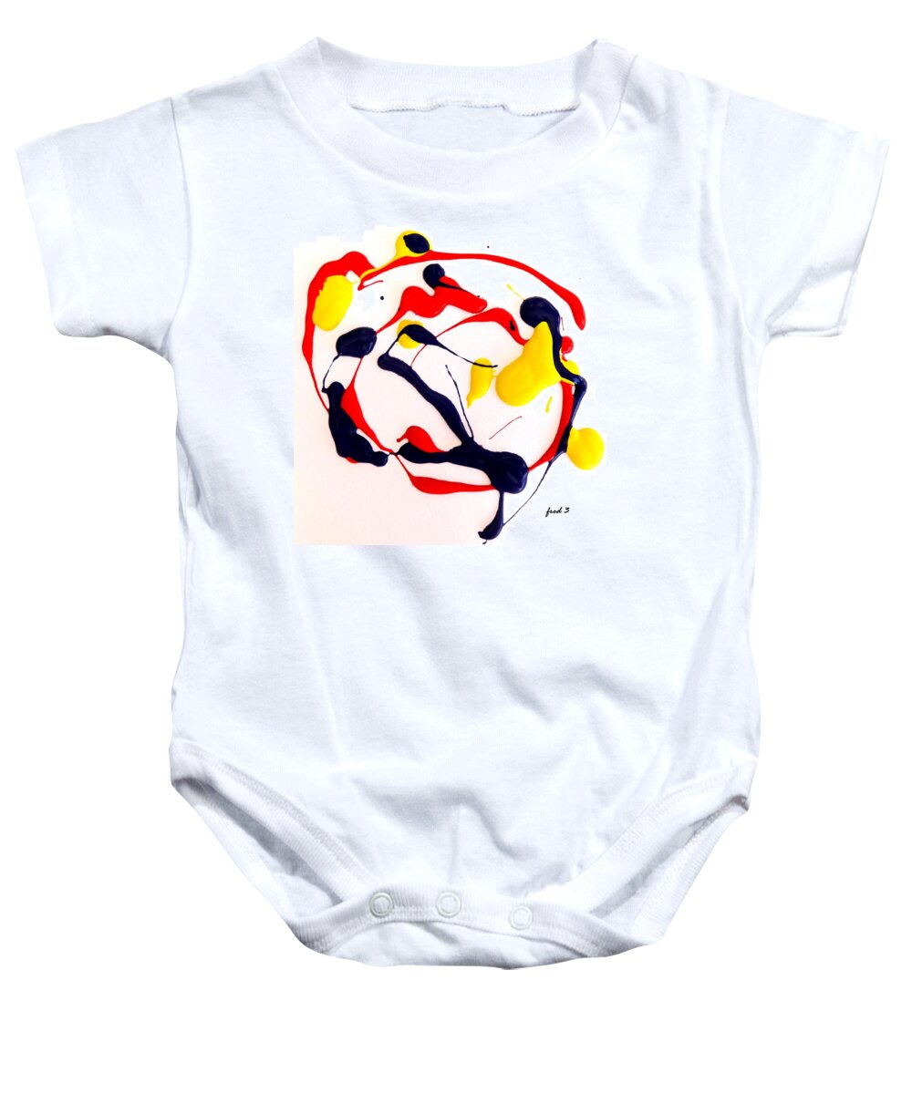Red Baby Onesie featuring the painting Tropical Fish by Fred Wilson