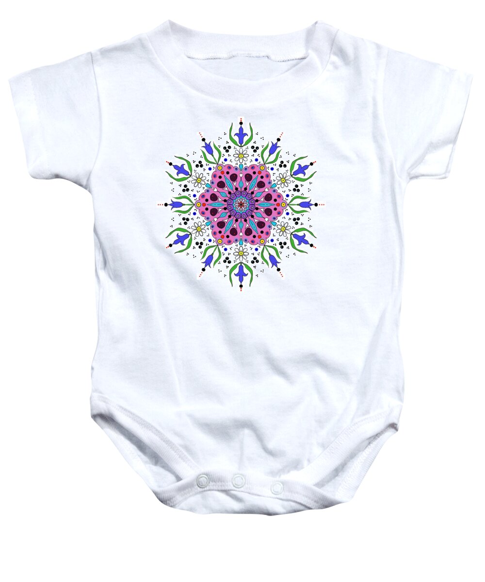 Abstract Baby Onesie featuring the digital art Tulip and Daisy tile by Debra Baldwin