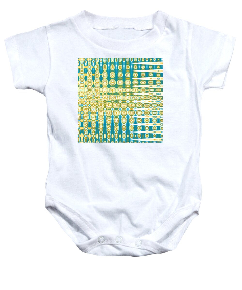 Turquoise Baby Onesie featuring the mixed media Turquoise Wave Abstract by Christina Rollo