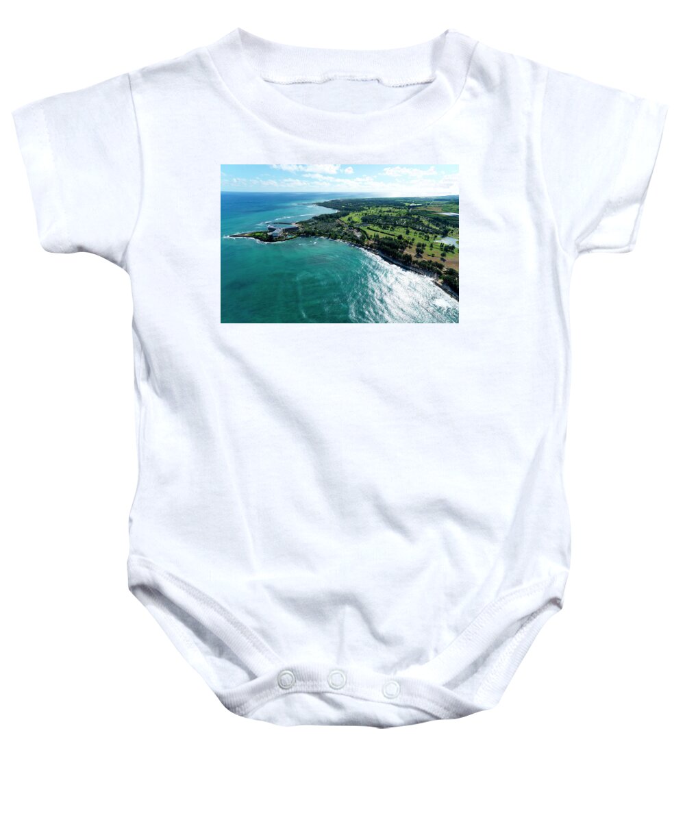 Turtle Bay Aerial Baby Onesie featuring the photograph Turtle Bay Glow by Sean Davey