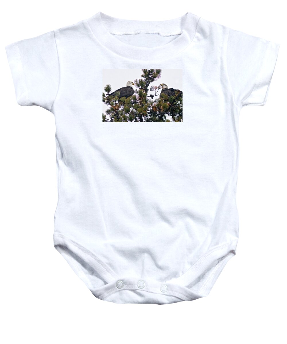 Bird Baby Onesie featuring the photograph Twin Eagles by John Rowe