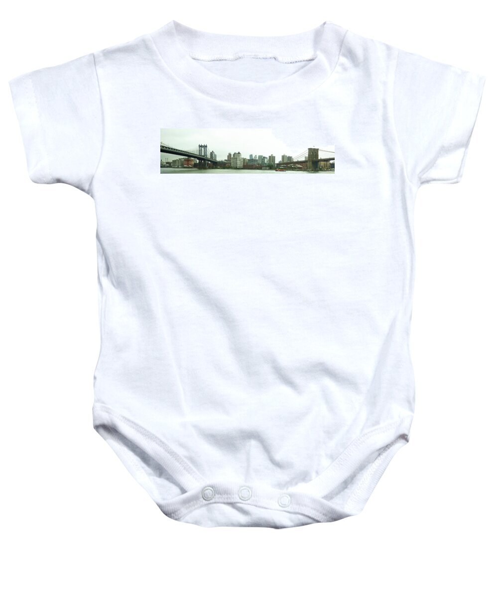 New York Baby Onesie featuring the photograph Two Bridges by Robert Knight