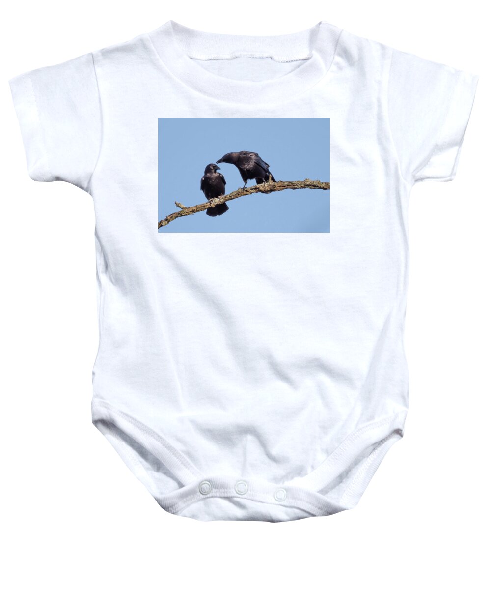 Terry D Photography Baby Onesie featuring the photograph Two Crows on a Branch by Terry DeLuco