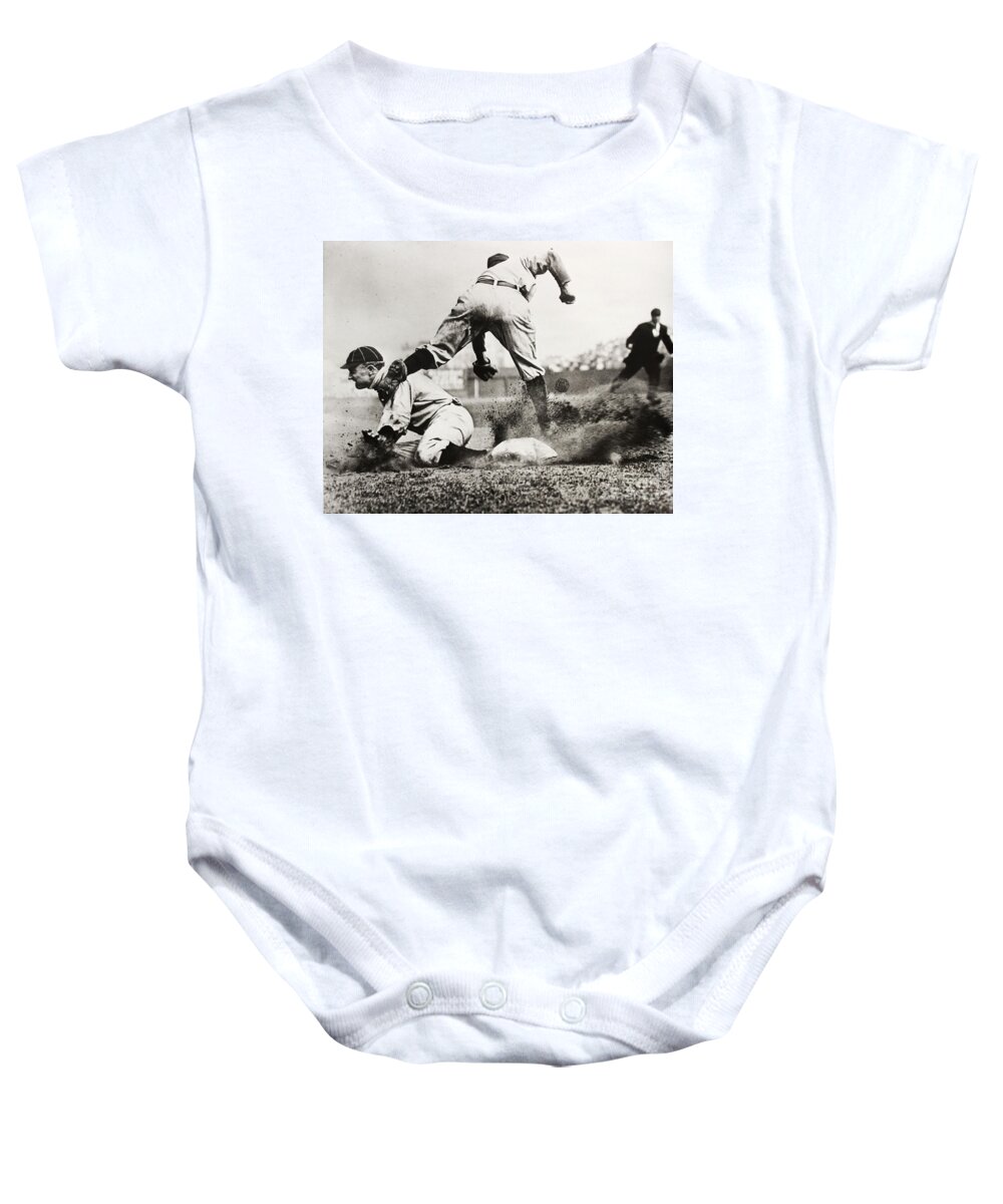 Detroit Tigers Baby Onesie featuring the photograph Ty Cobb gets a Triple by Jon Neidert