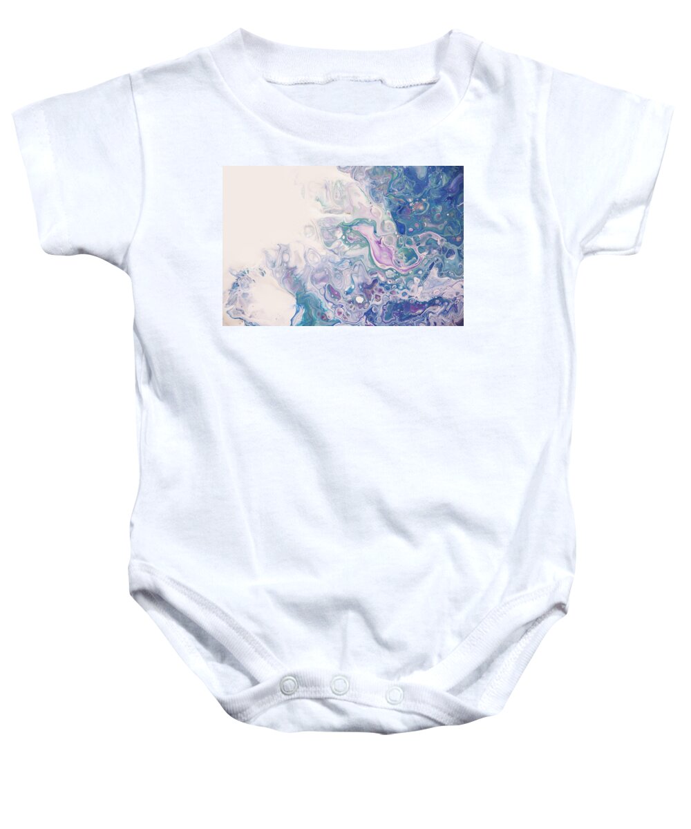 Jenny Rainbow Fine Art Photography Baby Onesie featuring the photograph Underwater Worlds Fragment 5. Abstract Fluid Acrylic Painting by Jenny Rainbow