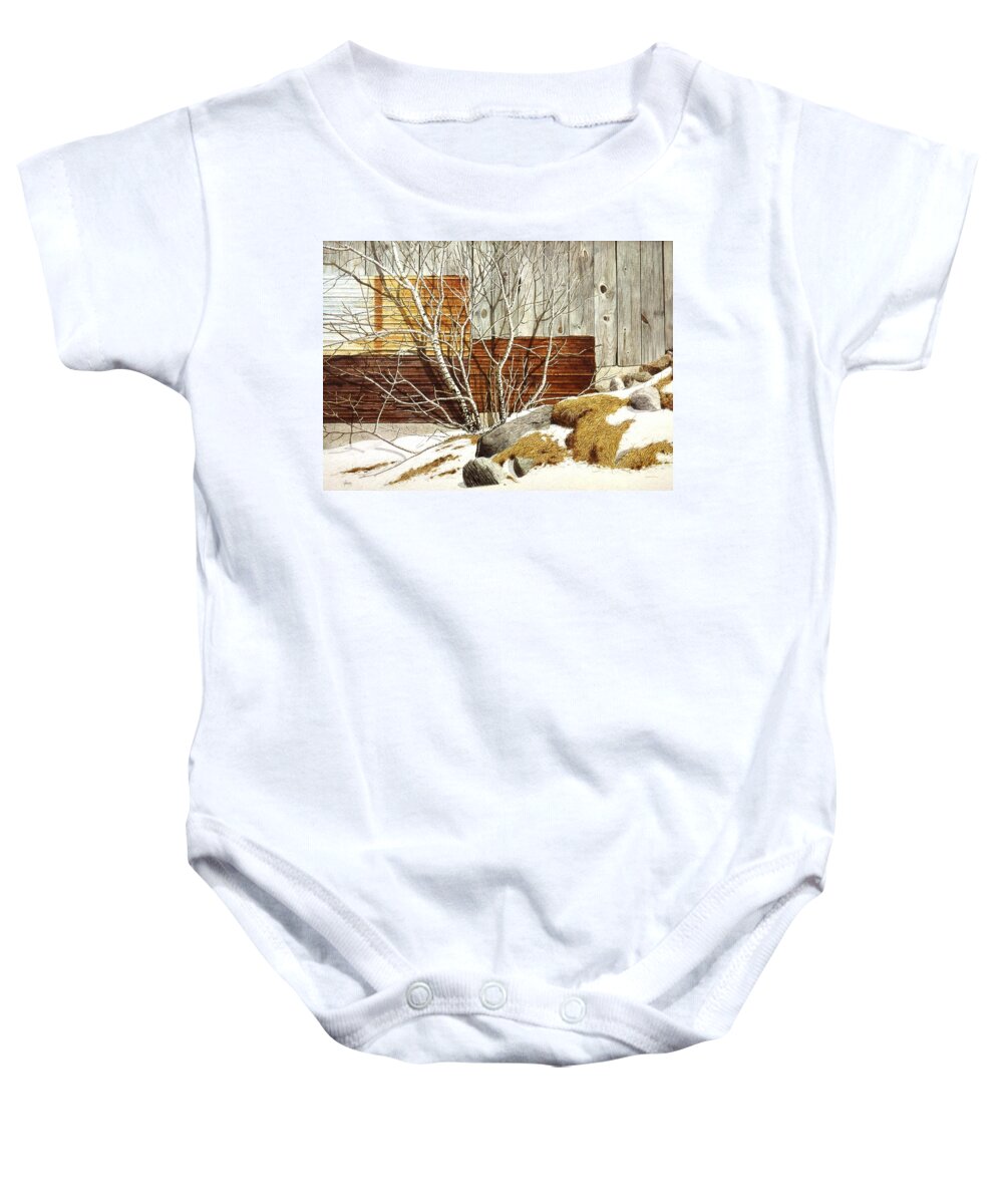 Shed Baby Onesie featuring the painting Untitled #21 by Conrad Mieschke