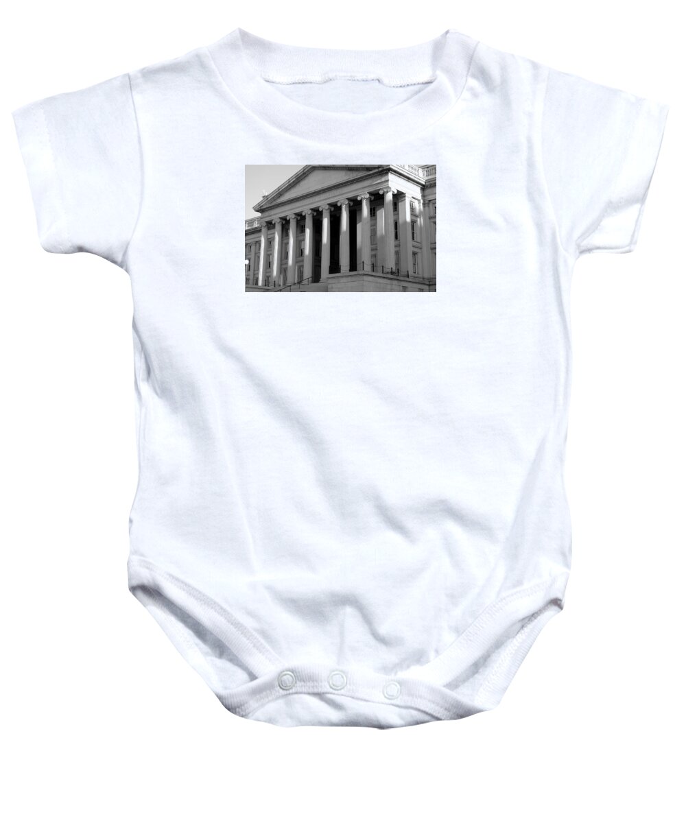 Treasury Baby Onesie featuring the photograph US Treasury Building by Valentino Visentini