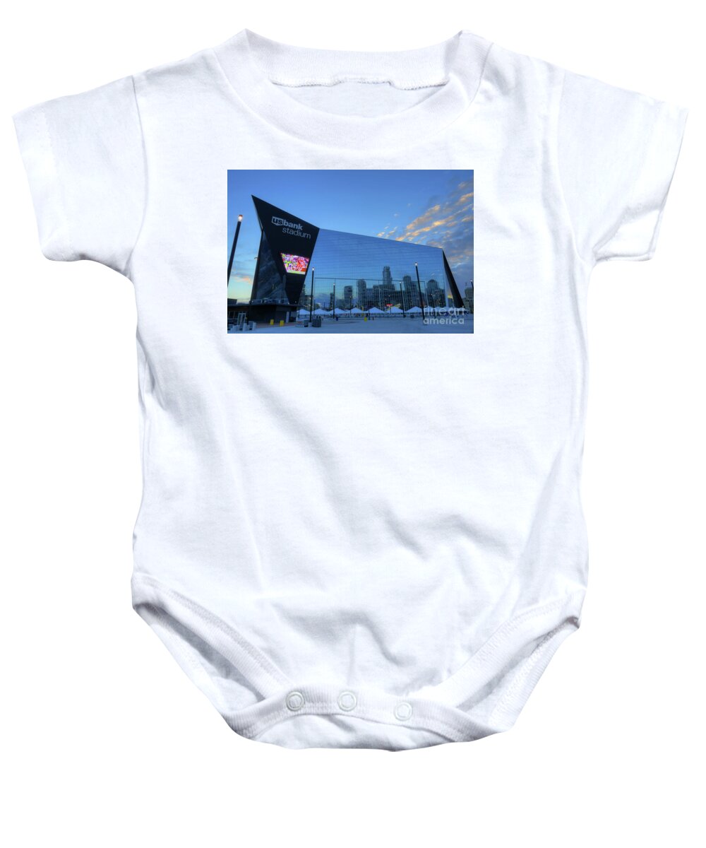 Architecture Baby Onesie featuring the photograph USBank Stadium Morning by Wayne Moran