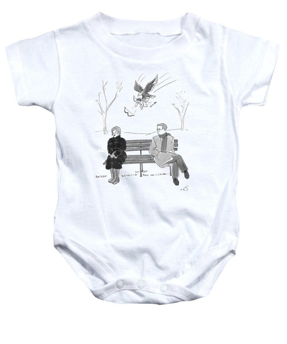 Cupid Baby Onesie featuring the drawing Valentines Day by Carolita Johnson