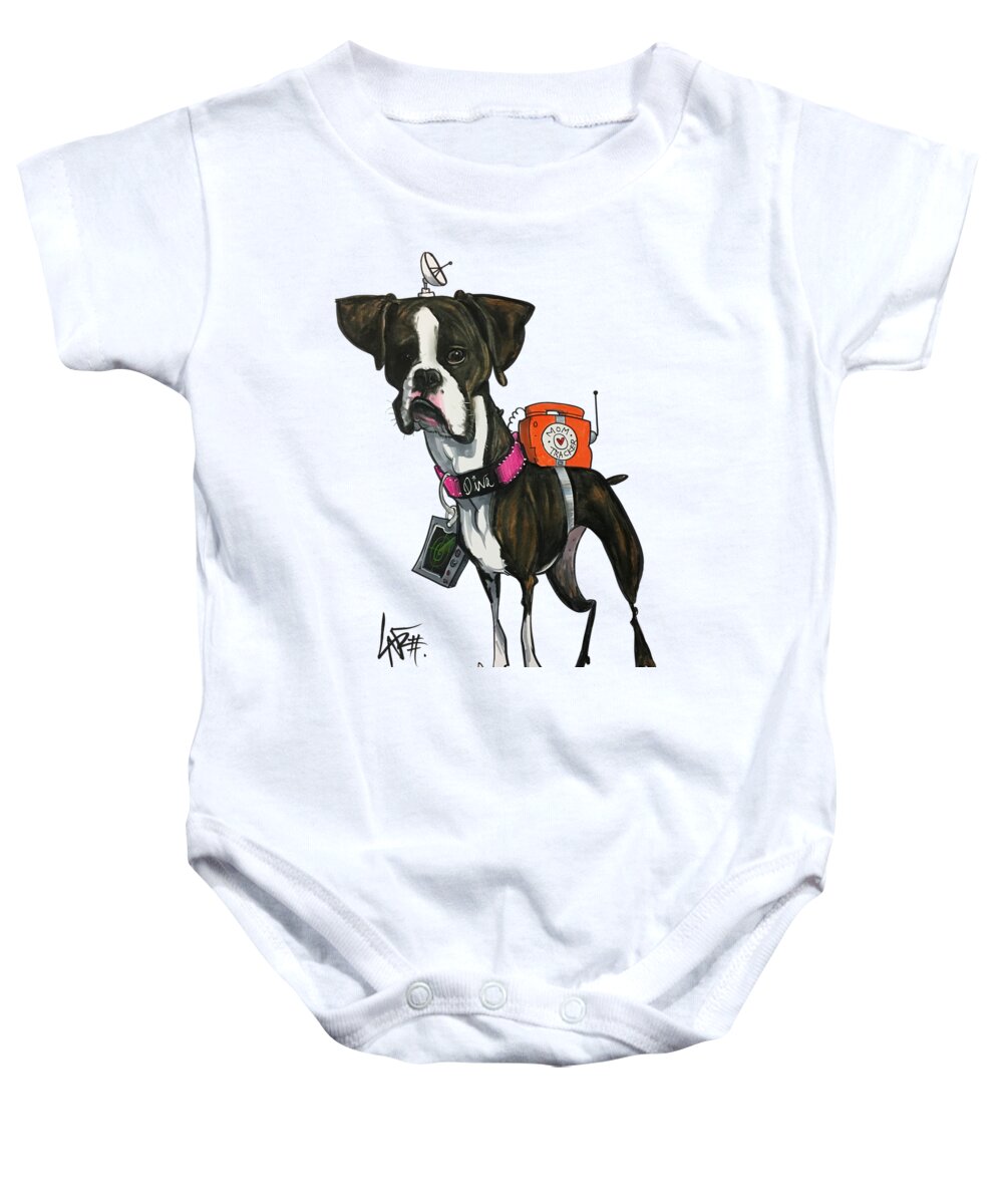 Vca Baby Onesie featuring the drawing VCA Kennell by Canine Caricatures By John LaFree
