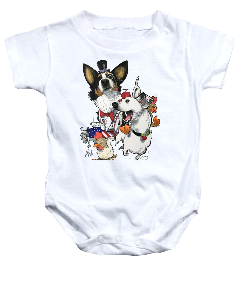 Veal Baby Onesie featuring the drawing Veal 19-1022 by John LaFree