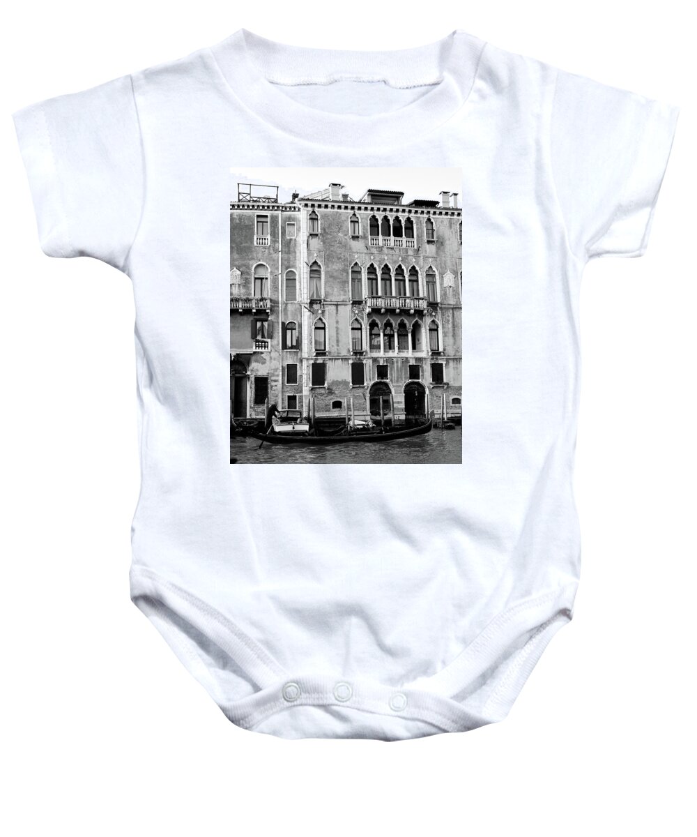 Venice Baby Onesie featuring the photograph Venice in Black and White by Rebekah Zivicki