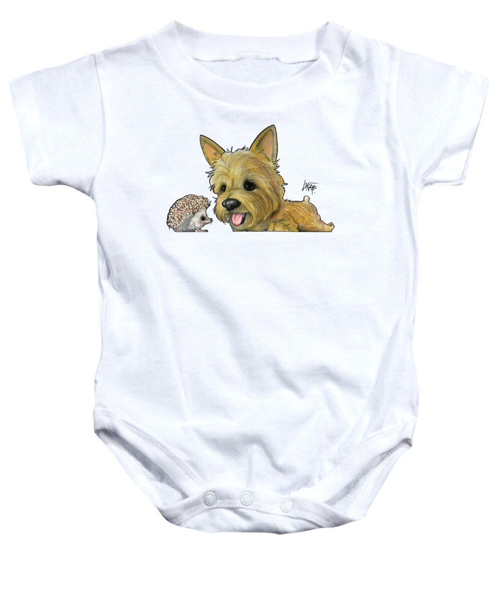 Pet Portrait Baby Onesie featuring the drawing Vicklund 3342 by Canine Caricatures By John LaFree