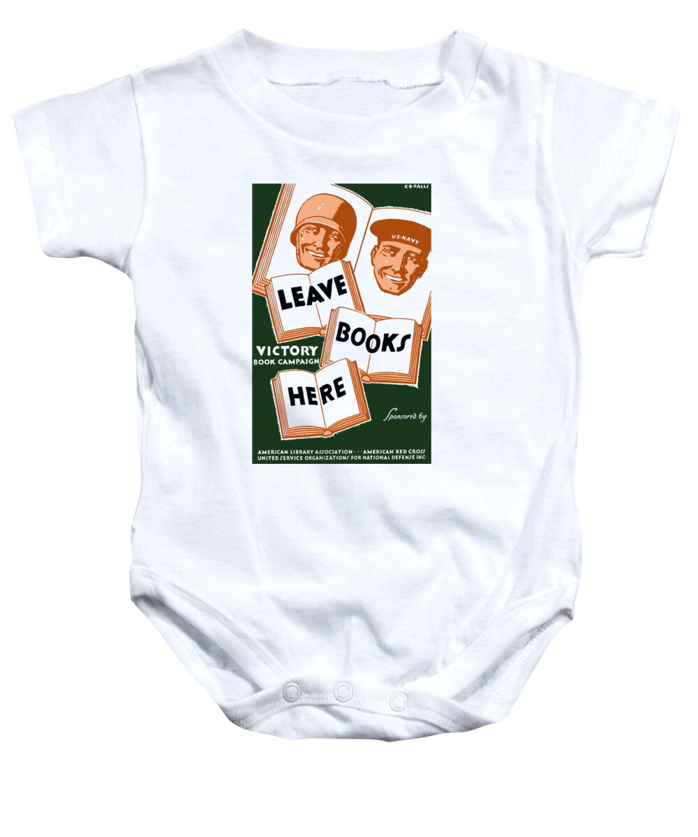 Wpa Baby Onesie featuring the mixed media Victory Book Campaign - WPA by War Is Hell Store