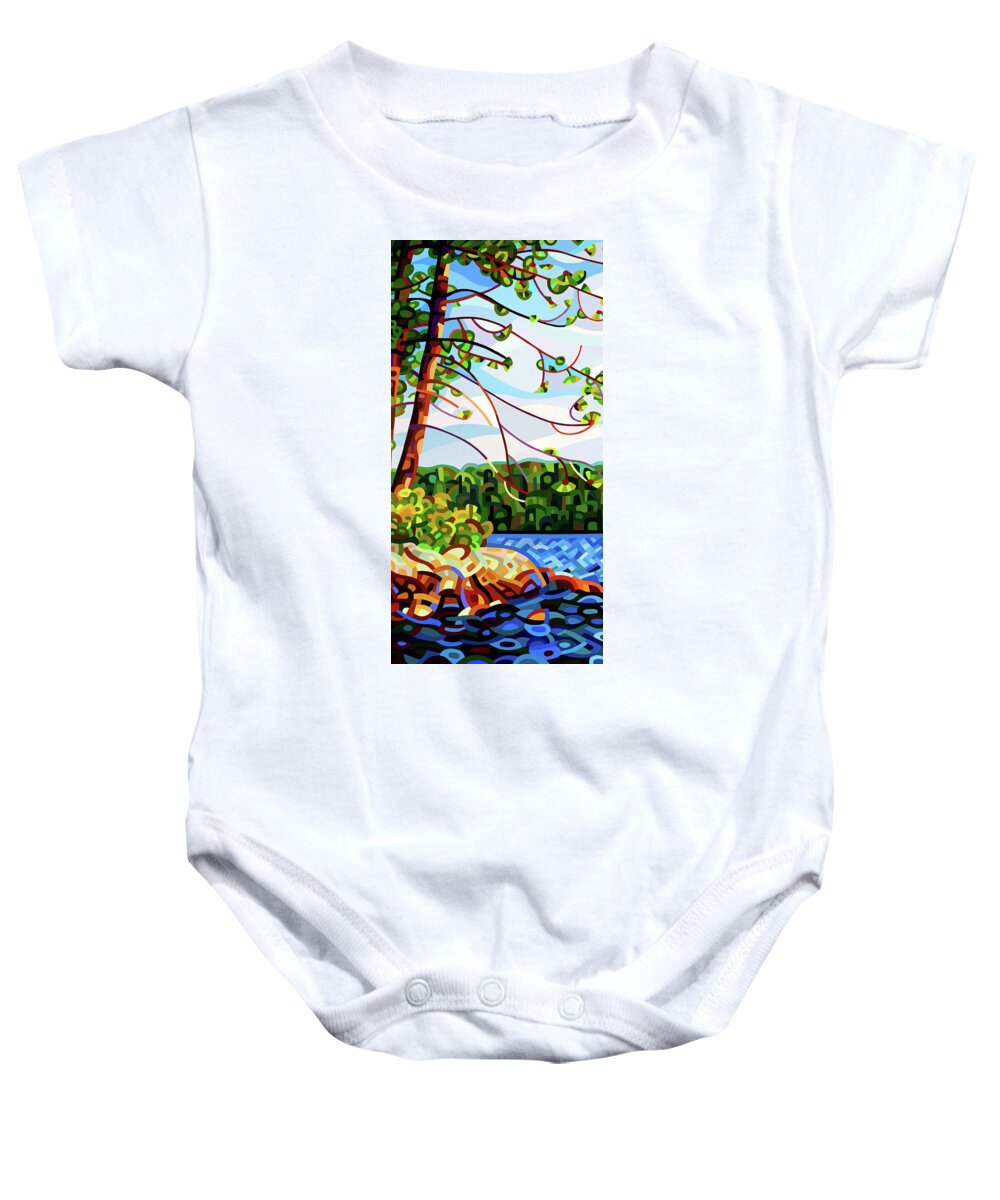 Abstract Baby Onesie featuring the painting View From Mazengah - crop by Mandy Budan