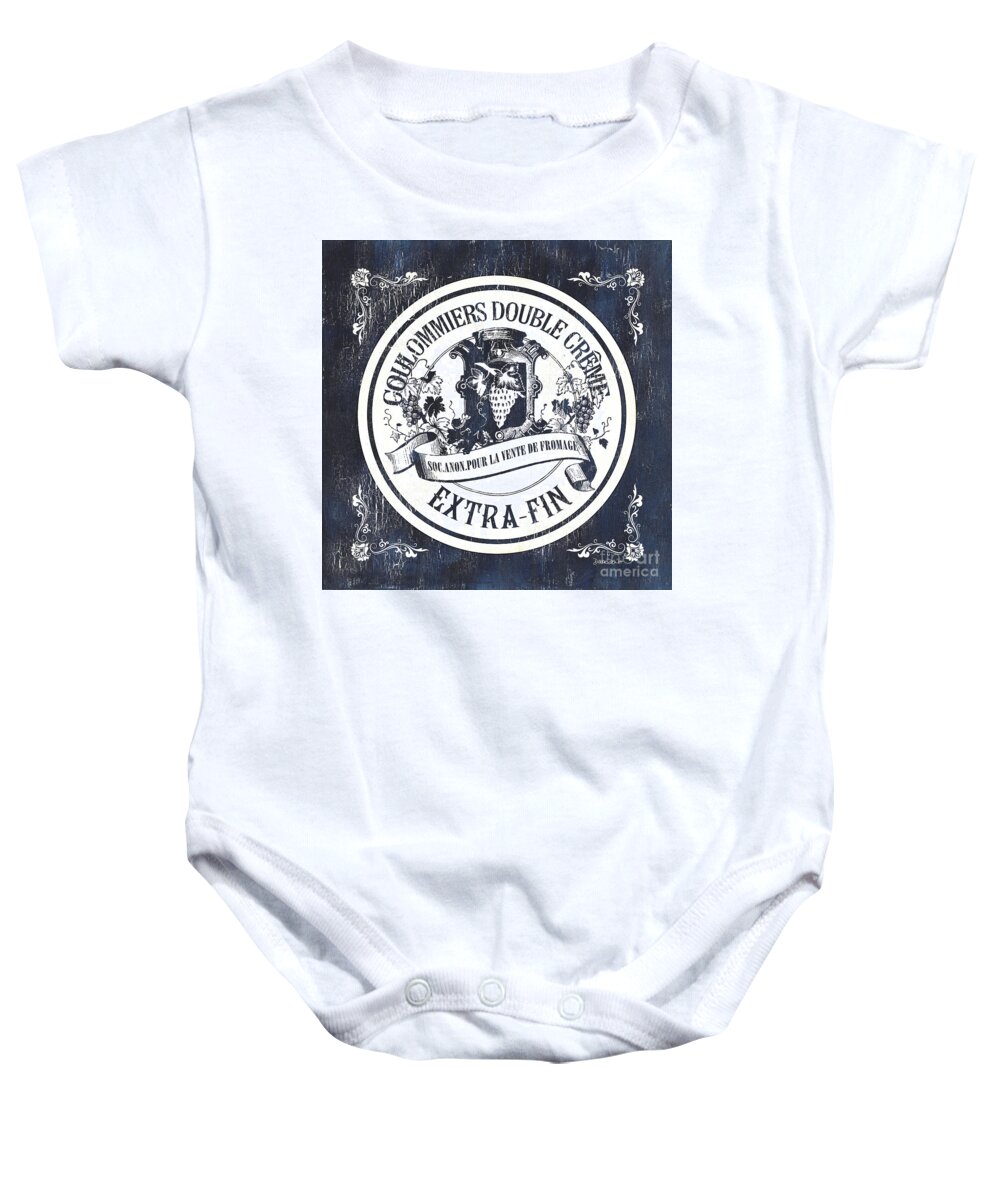 Cheese Baby Onesie featuring the painting Vintage French Cheese Label 2 by Debbie DeWitt
