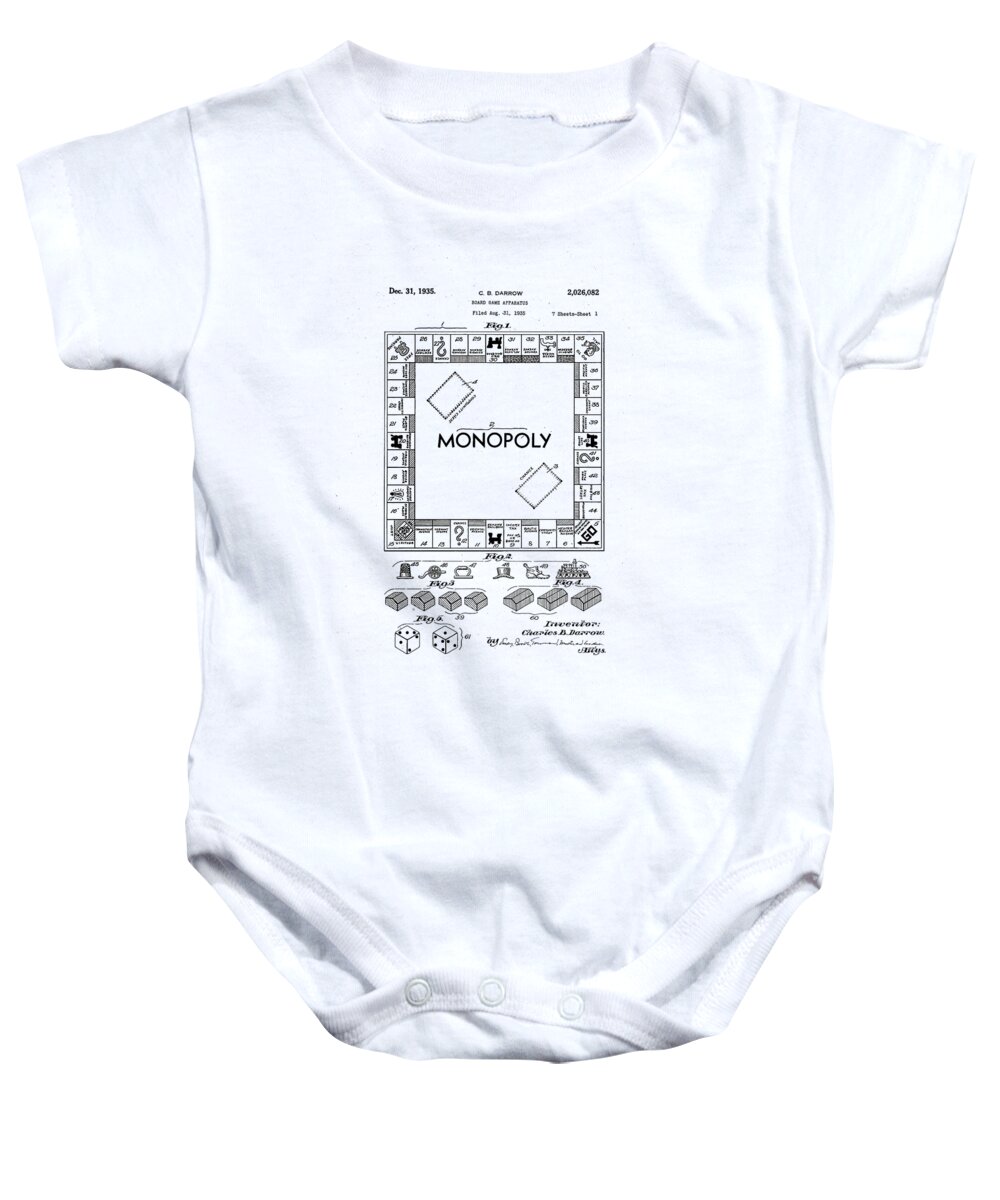 1935 Baby Onesie featuring the photograph Vintage Monopoly Patent 1935 by Bill Cannon