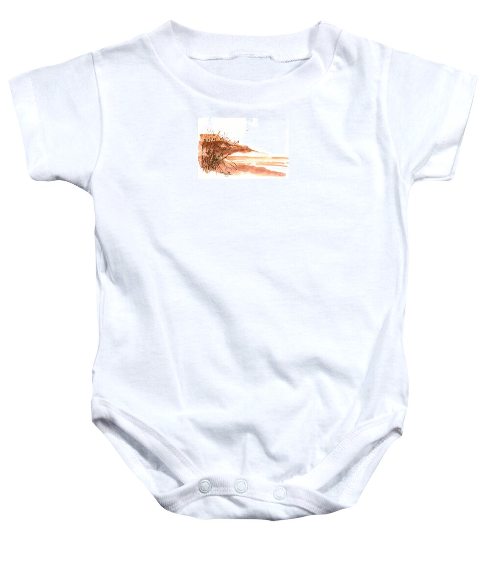 Ink Baby Onesie featuring the painting Watching birds by Karina Plachetka
