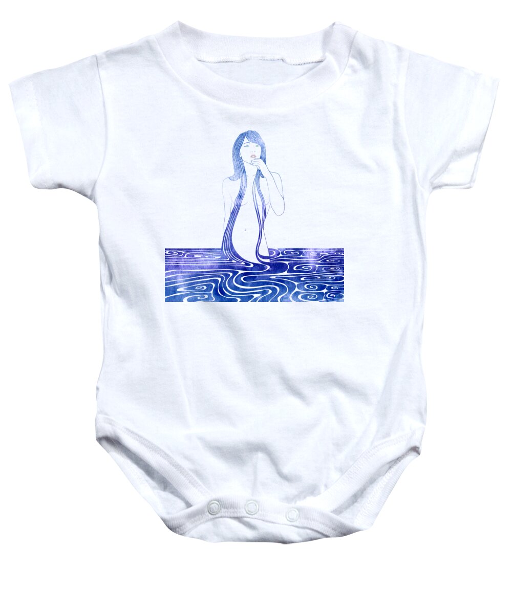 Beauty Baby Onesie featuring the mixed media Water Nymph C by Stevyn Llewellyn