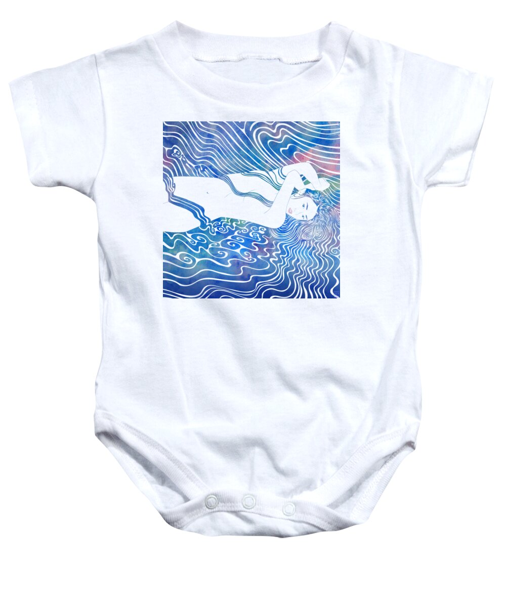 Beauty Baby Onesie featuring the mixed media Water Nymph LXXXIII by Stevyn Llewellyn