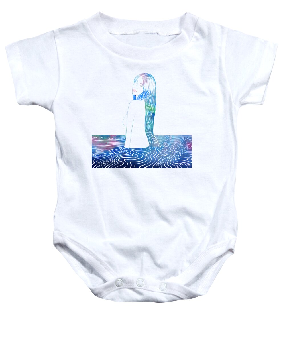 Beauty Baby Onesie featuring the mixed media Water Nymph LXXXV by Stevyn Llewellyn