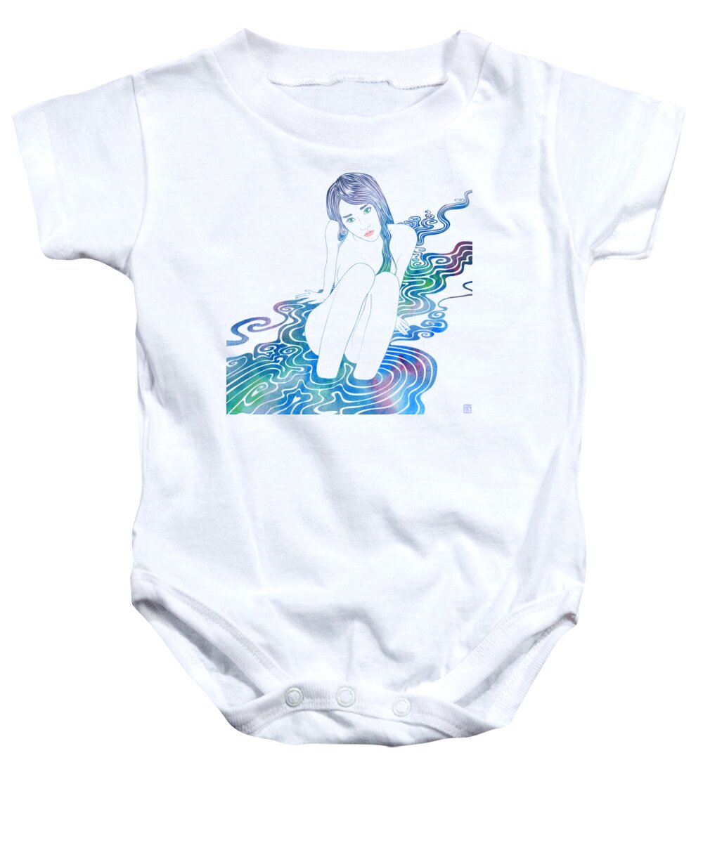 Beauty Baby Onesie featuring the drawing Water Nymph LXXXVI by Stevyn Llewellyn