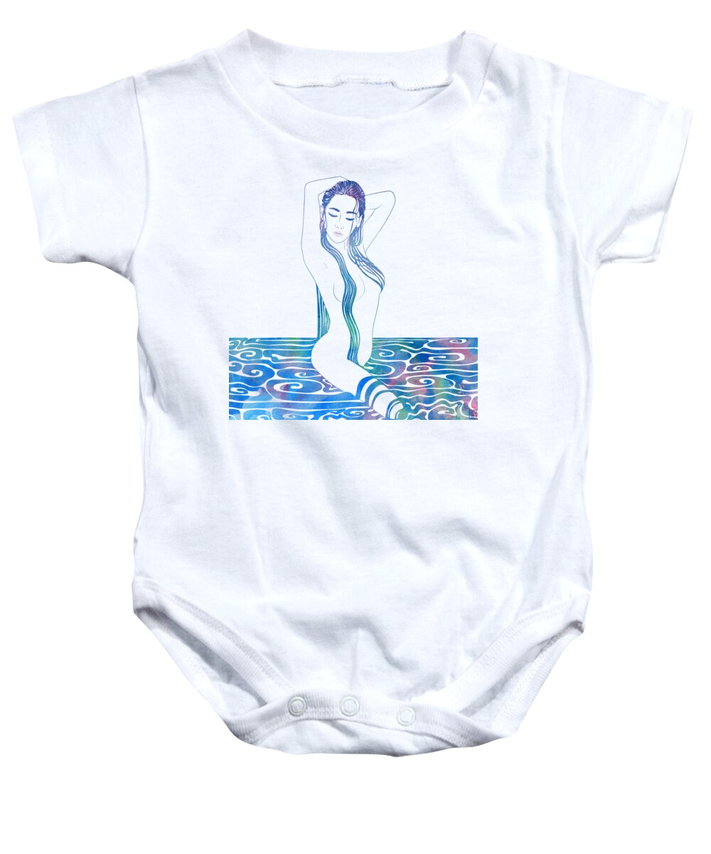 Beauty Baby Onesie featuring the mixed media Water Nymph XCIII by Stevyn Llewellyn