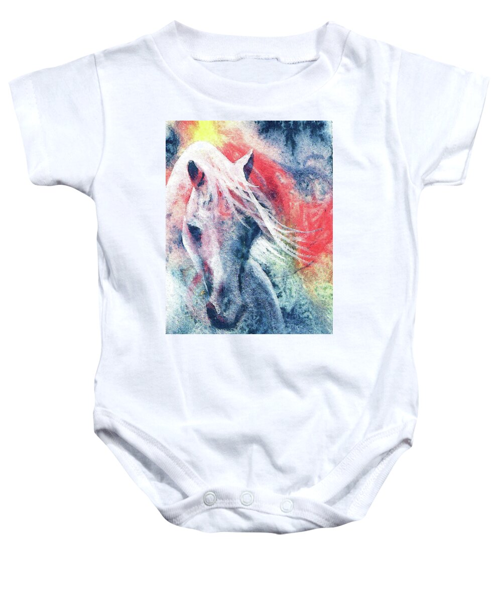 Horse Baby Onesie featuring the painting Watercolor Horse by Gerry Delongchamp