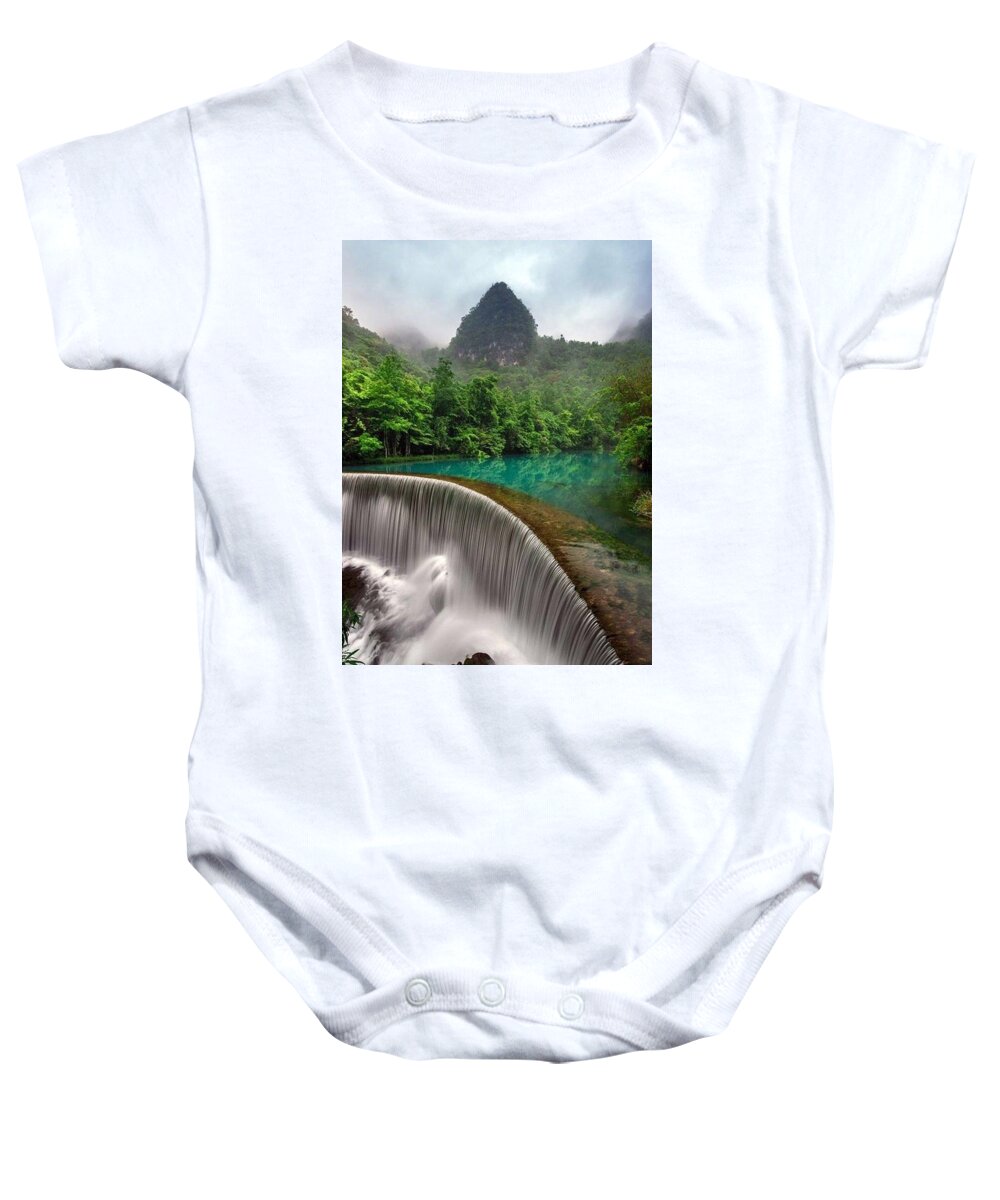 Amazing Waterfall Baby Onesie featuring the photograph Waterfall by Andy Bucaille