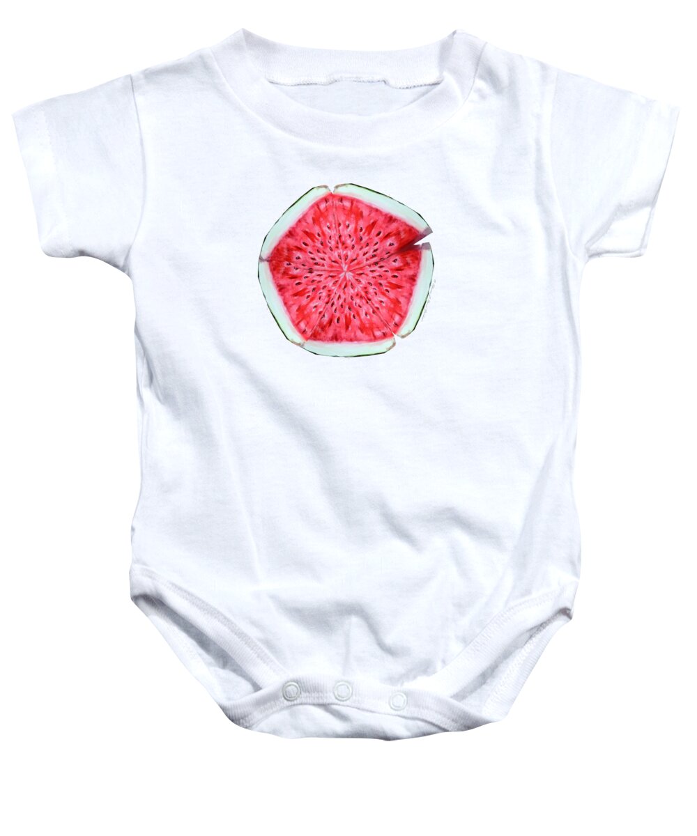 Fruit Baby Onesie featuring the painting Watermelon Star Wheel by Shana Rowe Jackson