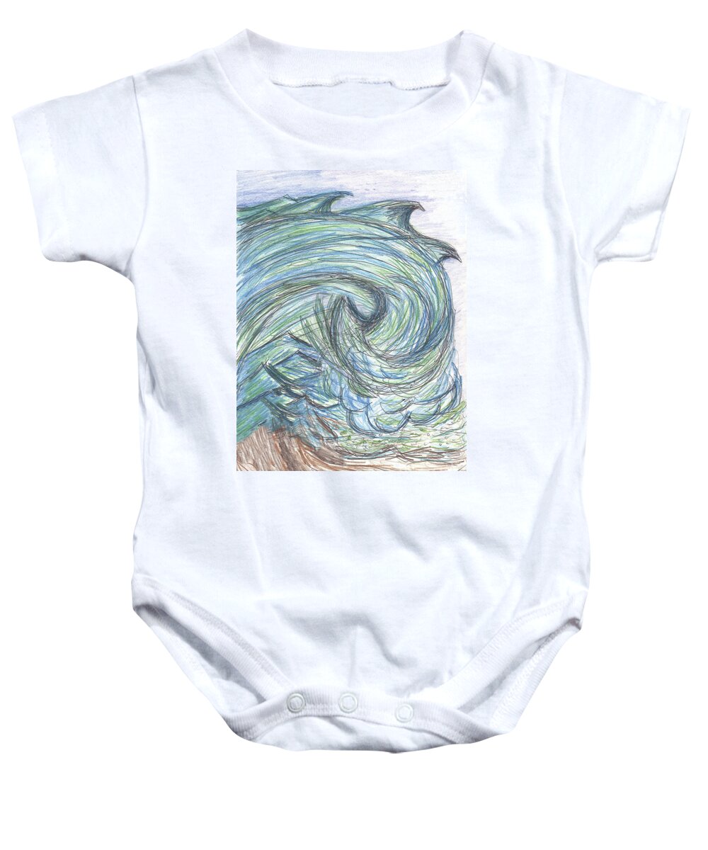 Deep Calls To Deep Baby Onesie featuring the digital art Waves by Curtis Sikes