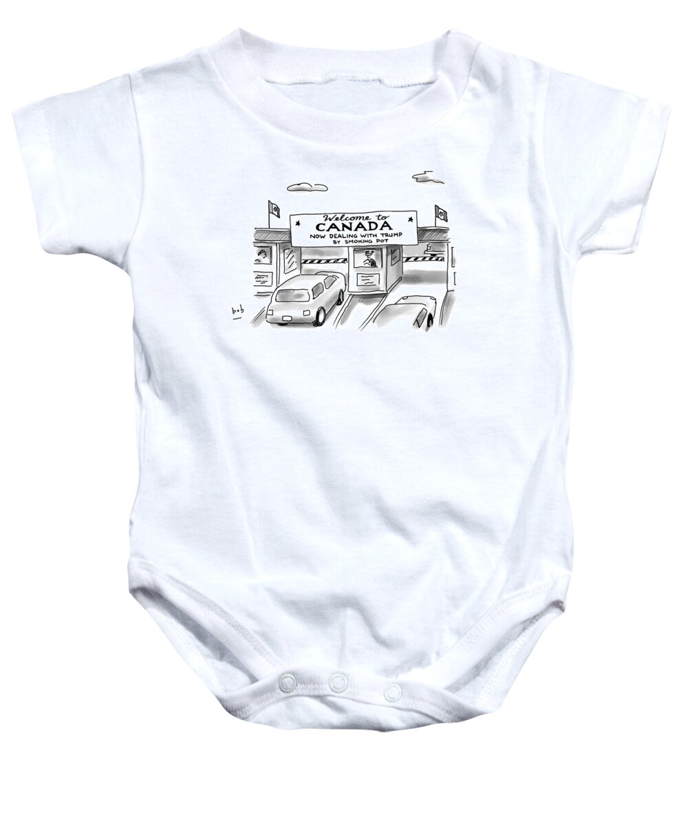 Welcome To Canada Baby Onesie featuring the drawing Welcome To Canada by Bob Eckstein